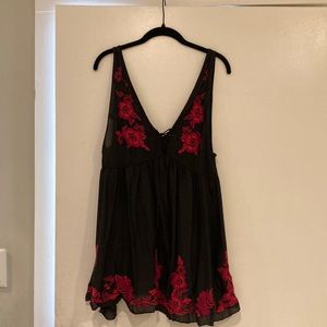 Free People Intimately XS Black and Magenta Floral Dress